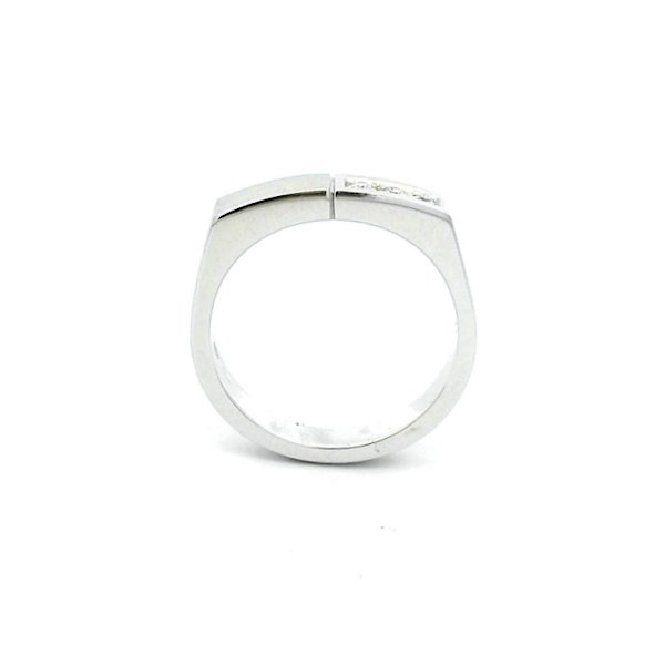 Anello Uomo Oro Bianco 18kt Satinato 3 Zirconi 2 Anello Uomo Oro Bianco 18kt Satinato 3 Zirconi