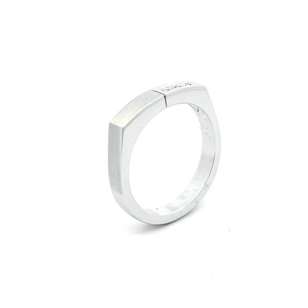 Anello Uomo Oro Bianco 18kt Satinato 3 Zirconi 3 Anello Uomo Oro Bianco 18kt Satinato 3 Zirconi