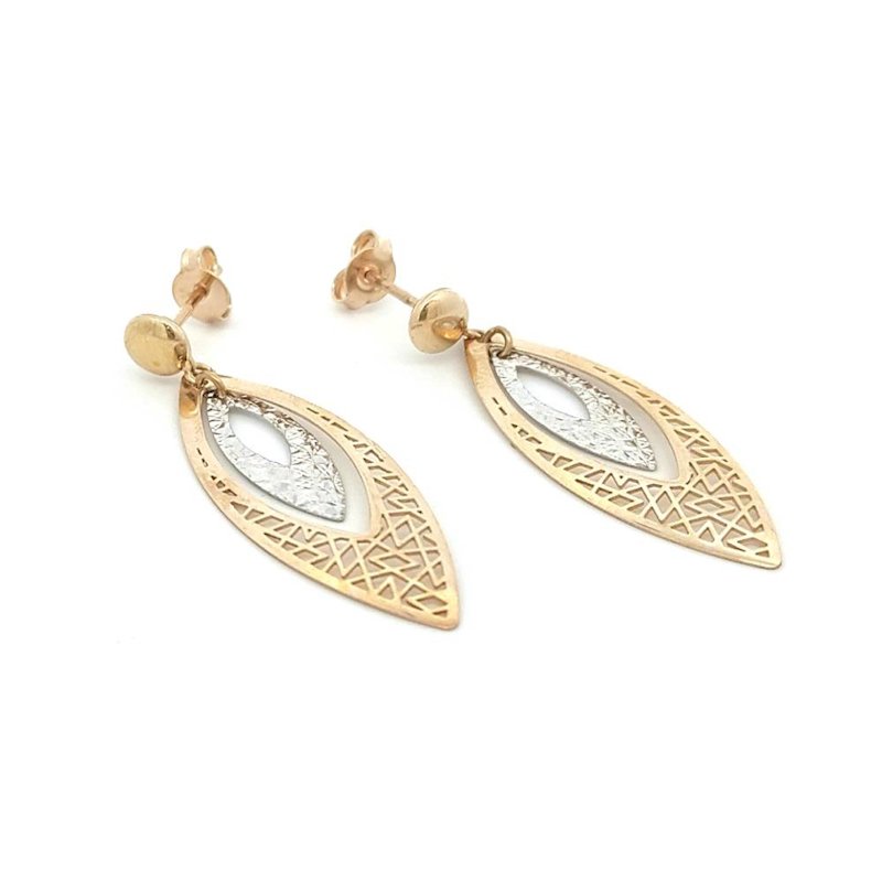 Orecchini Oro 9Kt Ovali Punta Bicolor 1 Orecchini Oro 9Kt Ovali Punta Bicolor