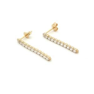 Orecchini Oro 9Kt Strisce Zirconi