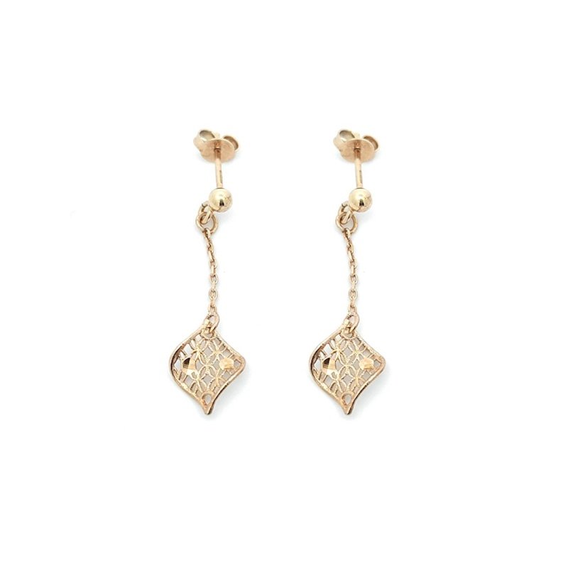 Orecchini Oro 9Kt Rombi Pendenti Filigrana 2 Orecchini Oro 9Kt Rombi Pendenti Filigrana