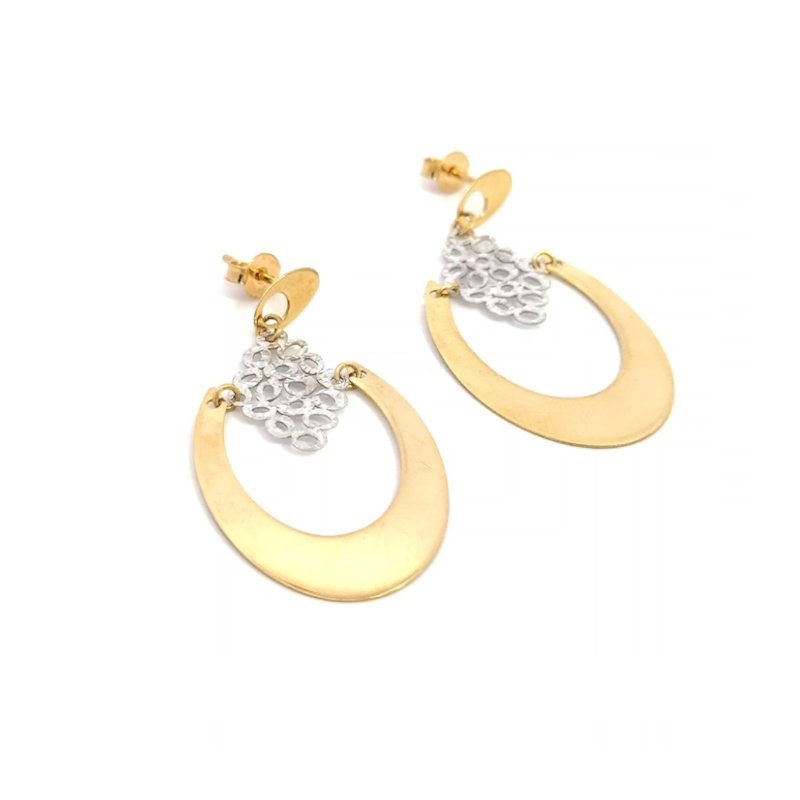 Orecchini Oro 9Kt Mezzaluna Bicolor 2 Orecchini Oro 9Kt Mezzaluna Bicolor