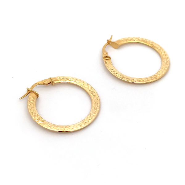 Orecchini Oro 9Kt Cerchi Piatti Martellati 3 Orecchini Oro 9Kt Cerchi Piatti Martellati