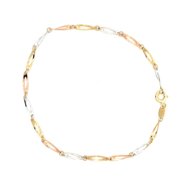 Bracciale Donna Oro 9kt Trittico Catena 3 Bracciale Donna Oro 9kt Trittico Catena
