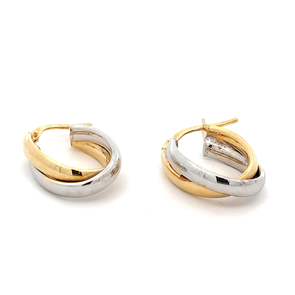 Orecchini Oro 9Kt Doppio Cerchio Bicolor 2 Orecchini Oro 9Kt Doppio Cerchio Bicolor