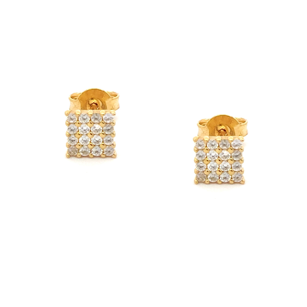 Orecchini Oro 9Kt Quadrato Zirconi 2 Orecchini Oro 9Kt Quadrato Zirconi