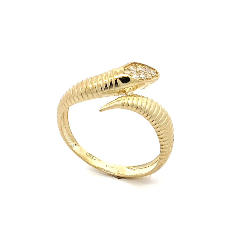 Anello Donna Oro 9kt Serpente Zirconi Rigato 1 Anello Donna Oro 9kt Serpente Zirconi Rigato