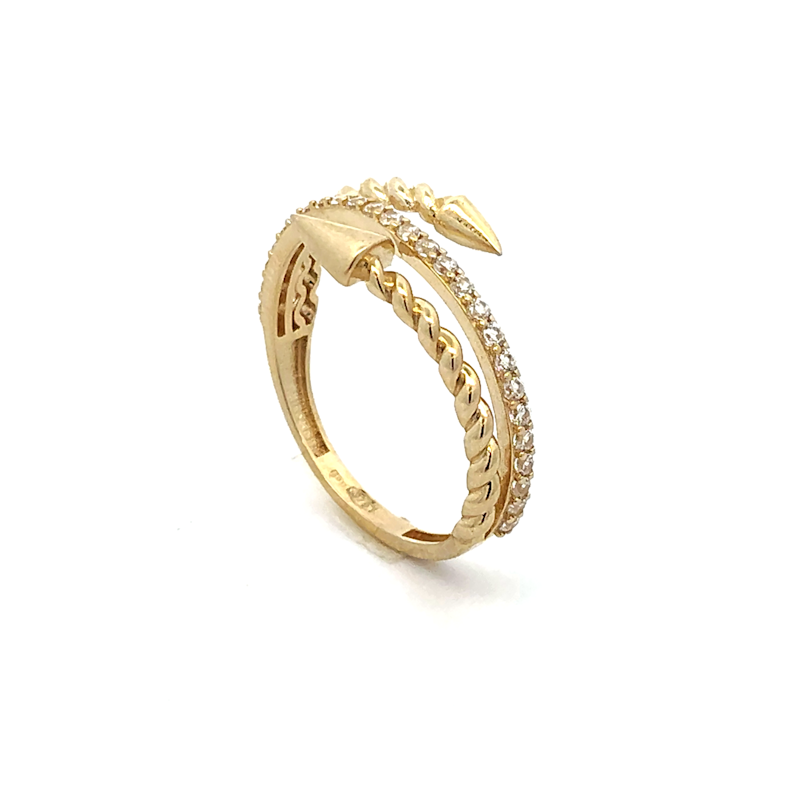 Anello Donna Oro 9kt Doppia Punta Zirconi 3 Giri 1 Anello Donna Oro 9kt Doppia Punta Zirconi 3 Giri