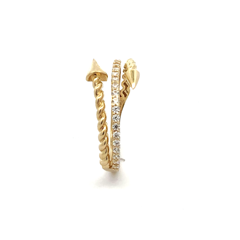 Anello Donna Oro 9kt Doppia Punta Zirconi 3 Giri 2 Anello Donna Oro 9kt Doppia Punta Zirconi 3 Giri