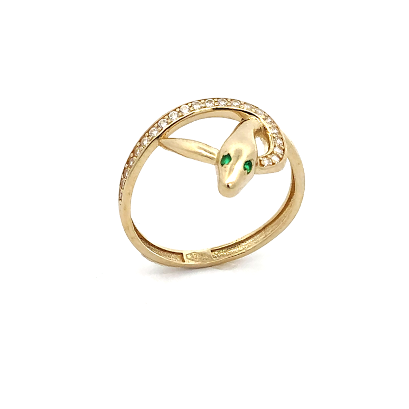Anello Donna Oro 9kt Serpente Nodo Occhi Verdi 1 Anello Donna Oro 9kt Serpente Nodo Occhi Verdi
