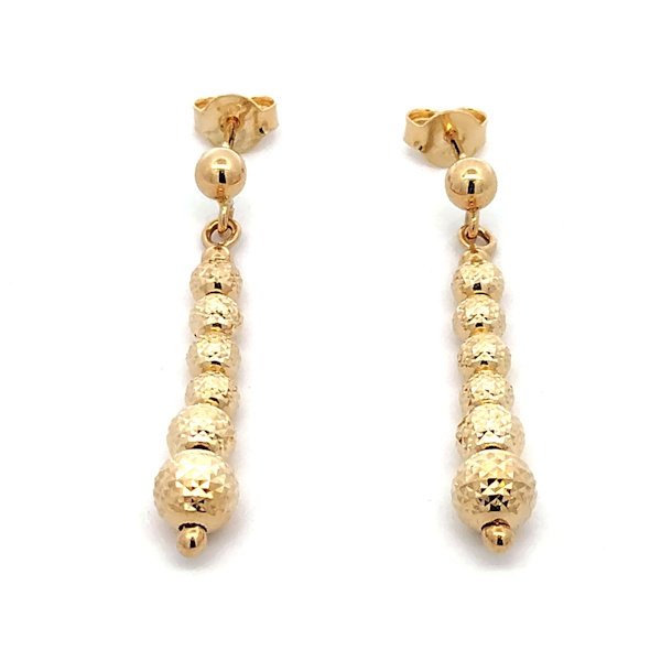Orecchini Oro Giallo Pendenti Diamantati Pallini 2 Orecchini Oro Giallo Pendenti Diamantati Pallini