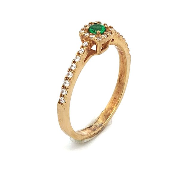 Anello Donna Oro Giallo 9kt Zircone Verde Centrale 1 Anello Donna Oro Giallo 9kt Zircone Verde Centrale