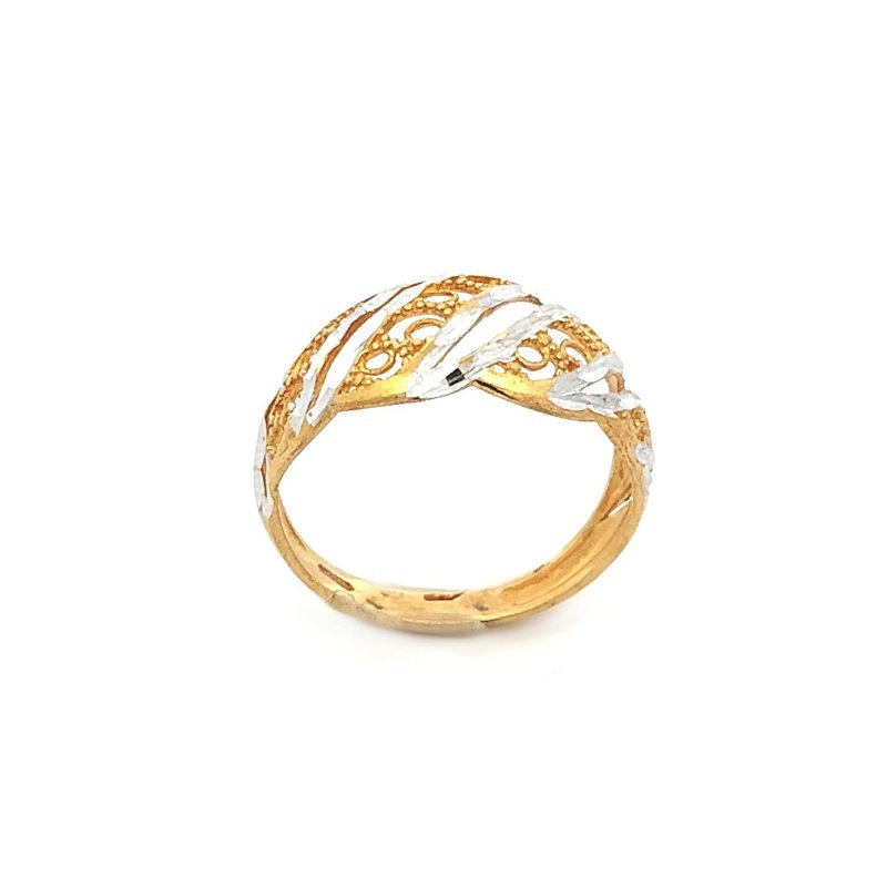 Anello Donna Oro 9kt Bicolore Strisce Oblique 3 Anello Donna Oro 9kt Bicolore Strisce Oblique