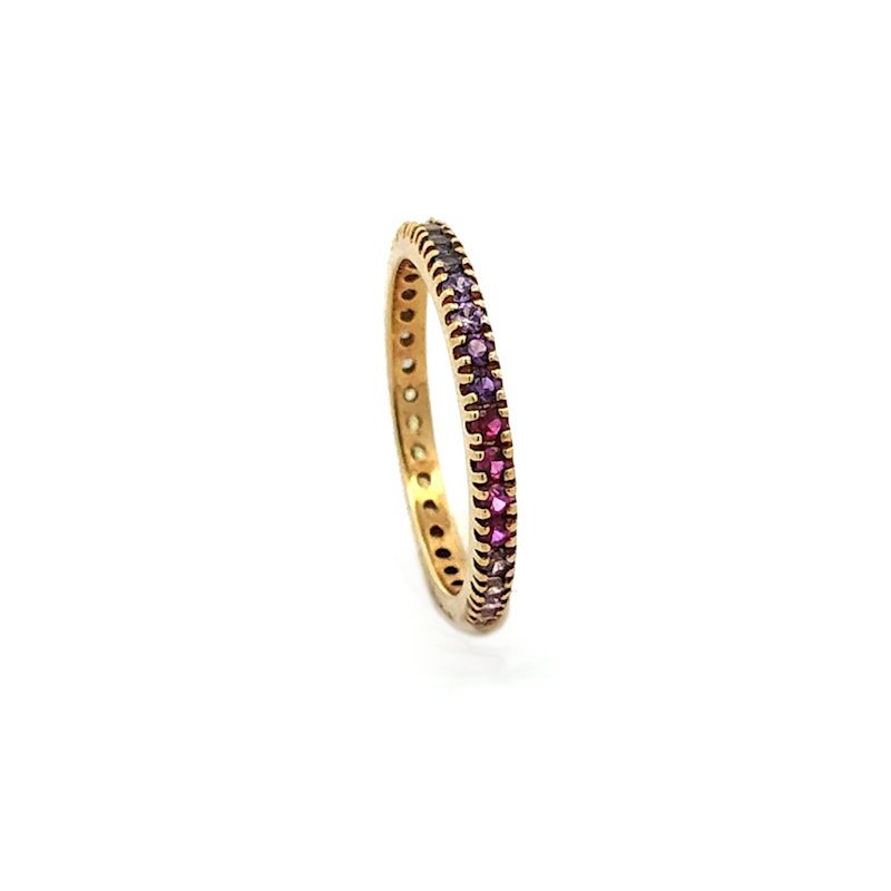 Anello Donna Oro Giallo 9kt Fedina Zirconi Arcobaleno 1 Anello Donna Oro Giallo 9kt Fedina Zirconi Arcobaleno