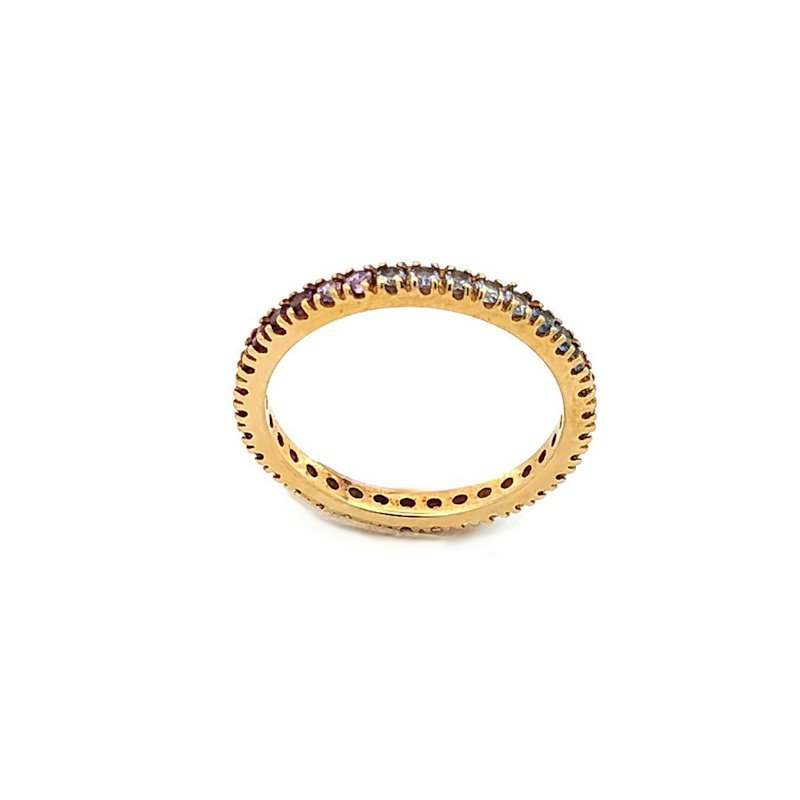 Anello Donna Oro Giallo 9kt Fedina Zirconi Arcobaleno 3 Anello Donna Oro Giallo 9kt Fedina Zirconi Arcobaleno