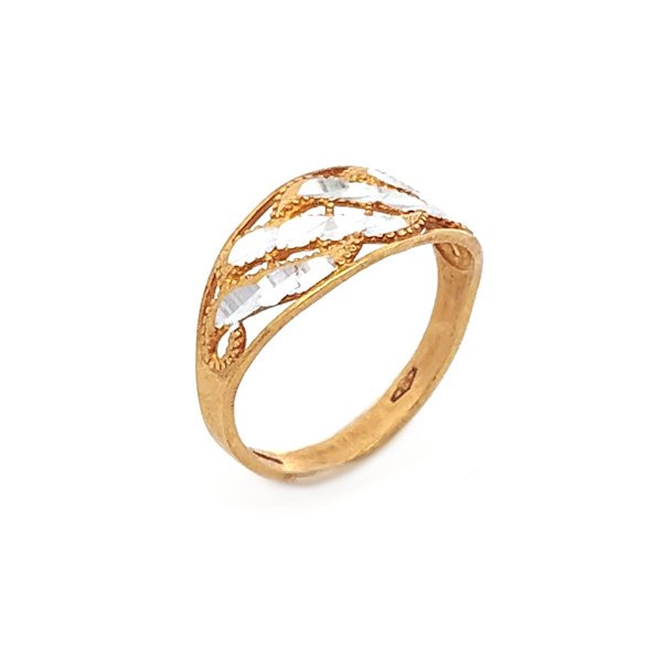 Anello A Fascia Bicolore Oro 9kt Onde 1 Anello A Fascia Bicolore Oro 9kt Onde