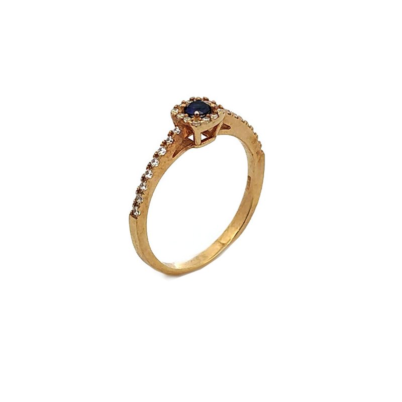 Anello Donna Oro Giallo 9kt Zircone Blu Centrale 3 Anello Donna Oro Giallo 9kt Zircone Blu Centrale