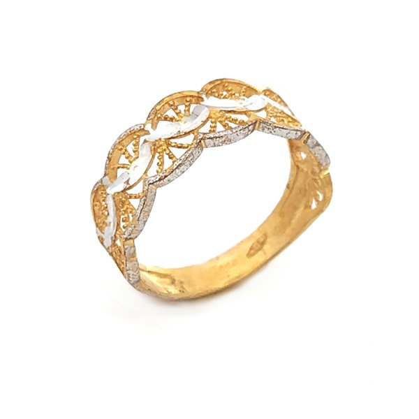 Anello Donna Oro Giallo E Bianco 9kt Con Semicerchi 1 Anello Donna Oro Giallo E Bianco 9kt Con Semicerchi