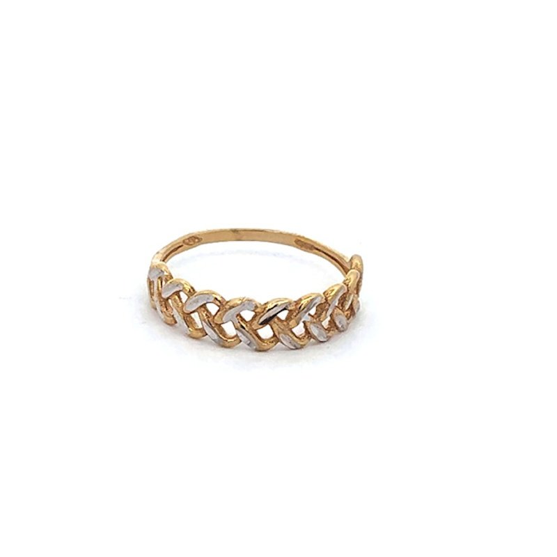 Anello Donna oro 9kt Bicolore Treccia 3 Anello Donna oro 9kt Bicolore Treccia