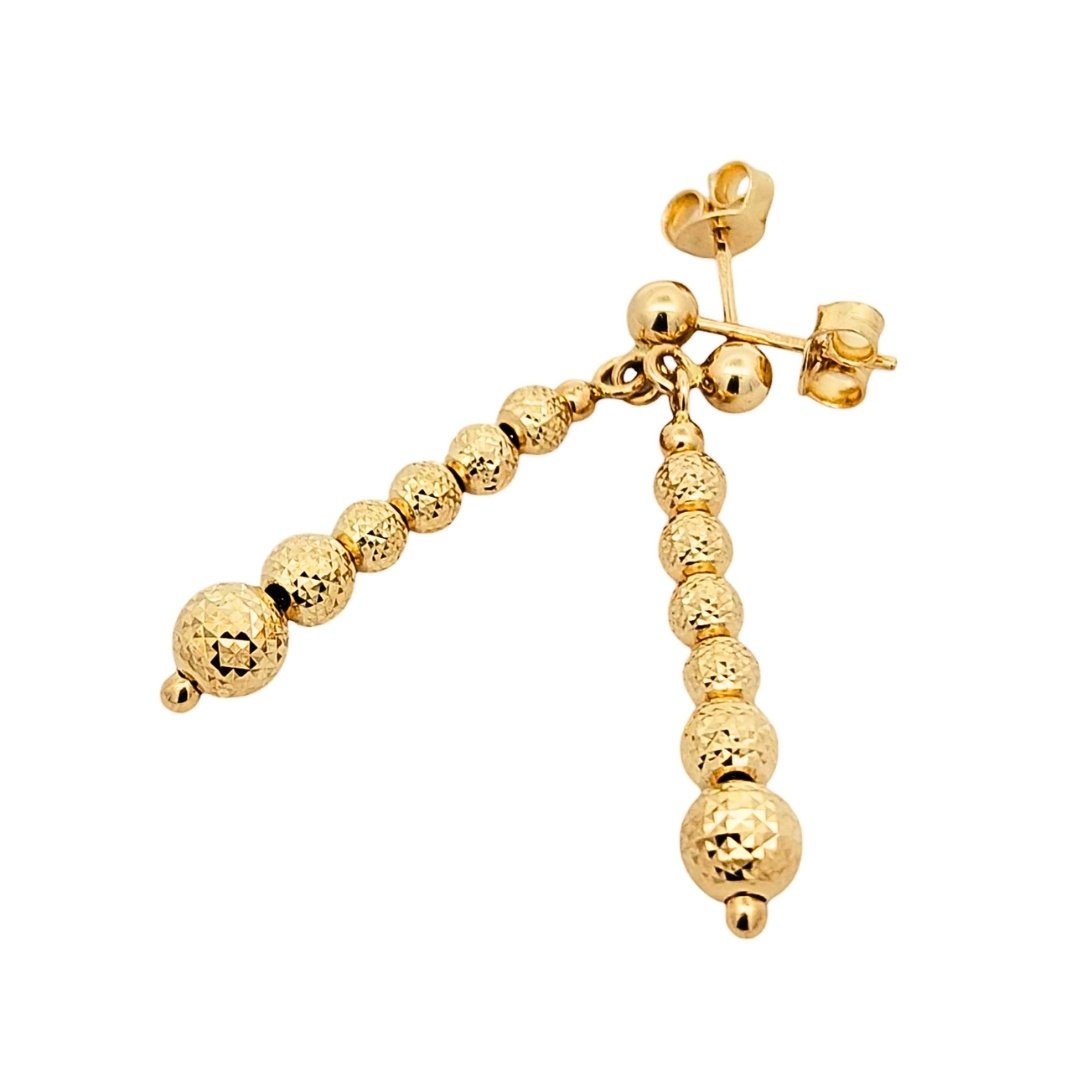 Orecchini Oro Giallo Pendenti Diamantati Pallini 3 Orecchini Oro Giallo Pendenti Diamantati Pallini