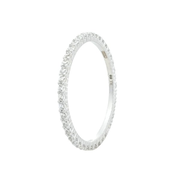 Anello Donna Argento Fedina Sottile Zirconi RI006768 1 Anello Donna Argento Fedina Sottile Zirconi RI006768