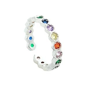 Anello Donna Argento Fedina Zirconi Colorati RI005690