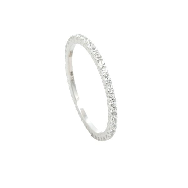 Anello Donna Argento Fedina Sottile Zirconi RI006768 2 Anello Donna Argento Fedina Sottile Zirconi RI006768