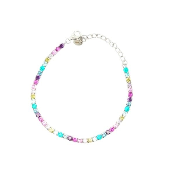 Bracciale Donna Argento Tennis Zirconi Colorati 2 Bracciale Donna Argento Tennis Zirconi Colorati