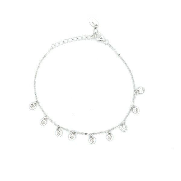 Bracciale Donna Argento Cuori Pendenti 2 Bracciale Donna Argento Cuori Pendenti