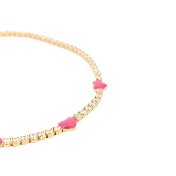 Bracciale Donna Argento Dorato Tennis Zirconi e Cuori 3 Bracciale Donna Argento Dorato Tennis Zirconi e Cuori