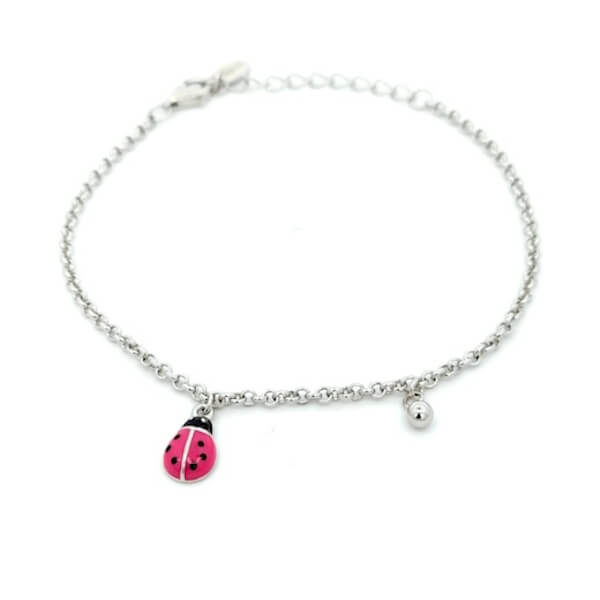 Bracciale Donna Argento Pendente Coccinella 1 Bracciale Donna Argento Pendente Coccinella