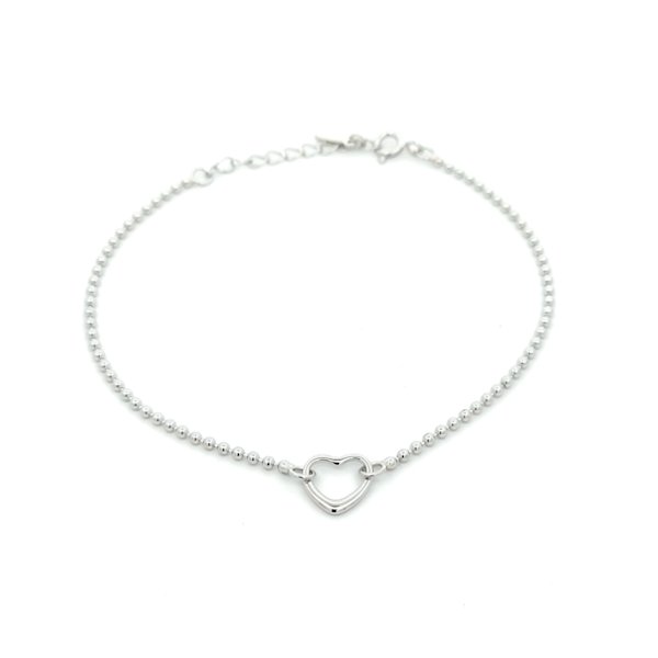 Bracciale Donna Argento Maglia Pallini e Cuore Centrale 2 Bracciale Donna Argento Maglia Pallini e Cuore Centrale
