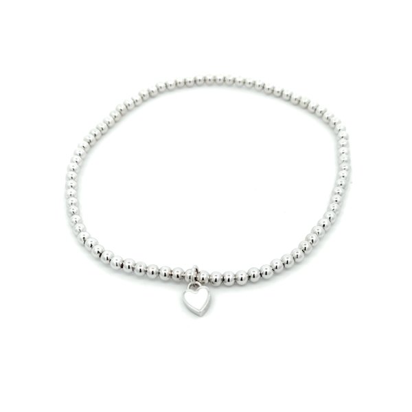 Bracciale Donna Argento Pallini e Cuore Bianco Centrale 2 Bracciale Donna Argento Pallini e Cuore Bianco Centrale