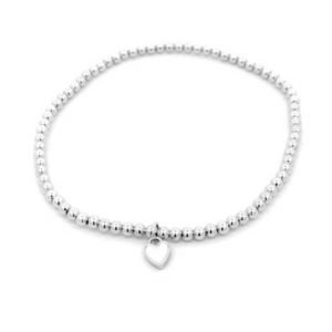 Bracciale Donna Argento Pallini e Cuore Bianco Centrale