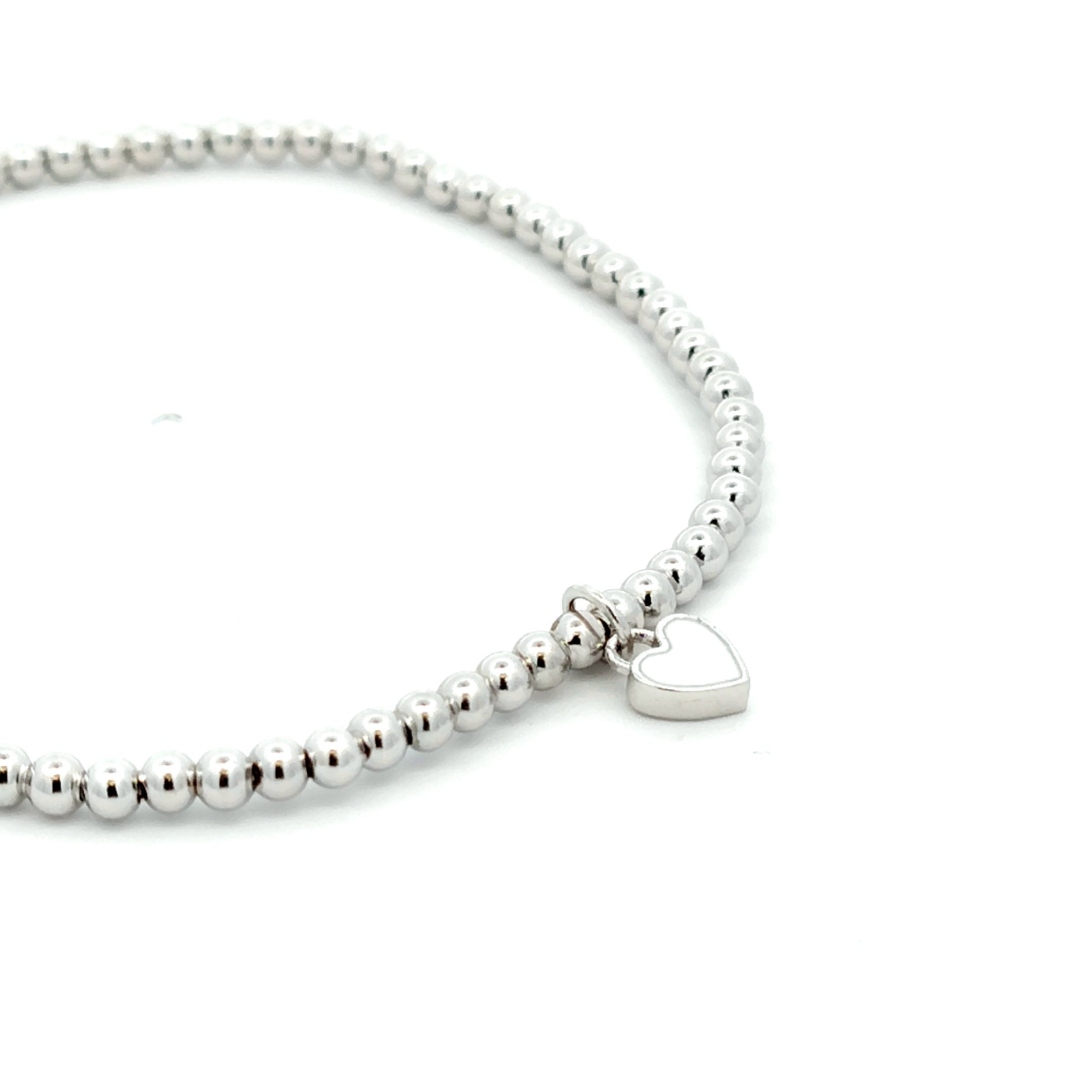 Bracciale Donna Argento Pallini e Cuore Bianco Centrale 3 Bracciale Donna Argento Pallini e Cuore Bianco Centrale