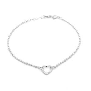 Bracciale Donna Argento Maglia Pallini e Cuore Centrale