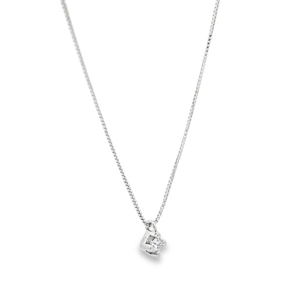 Collana Donna Oro Bianco 9kt Diamante 0,10Kt 2 Collana Donna Oro Bianco 9kt Diamante 0,10Kt