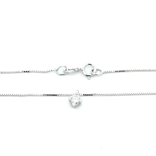 Collana Donna Oro Bianco 9kt Diamante 0,10Kt 4 Collana Donna Oro Bianco 9kt Diamante 0,10Kt