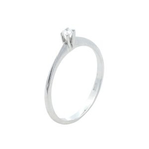 Anello Donna Oro Bianco 9kt Solitario Diamante 0,05ct
