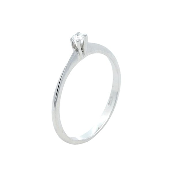Anello Donna Oro Bianco 9kt Solitario Diamante 0,05ct 1 Anello Donna Oro Bianco 9kt Solitario Diamante 0,05ct