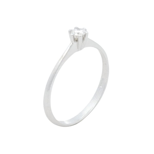 Anello Donna Oro Bianco 9kt Solitario Diamante 0,09ct 1 Anello Donna Oro Bianco 9kt Solitario Diamante 0,09ct