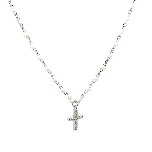 Collana Donna Argento Smaltini Croce Zirconi NE007322 1 Collana Donna Argento Smaltini Croce Zirconi NE007322
