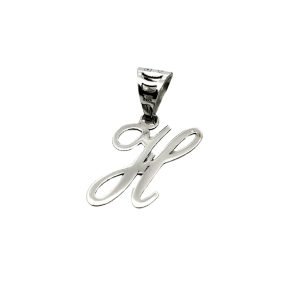 Ciondolo Donna Lettera H Corsivo Oro Bianco 9kt