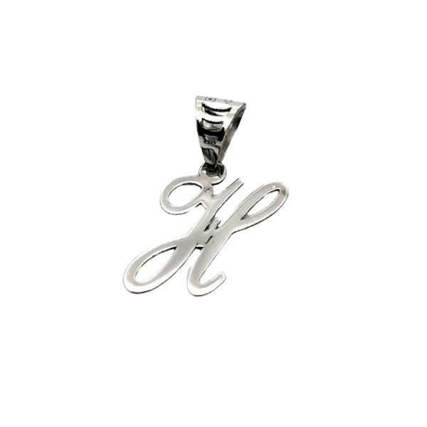 Ciondolo Donna Lettera H Corsivo Oro Bianco 9kt 1 Ciondolo Donna Lettera H Corsivo Oro Bianco 9kt