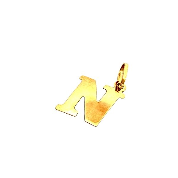 Ciondolo Lettera N Oro Giallo 2 Ciondolo Lettera N Oro Giallo