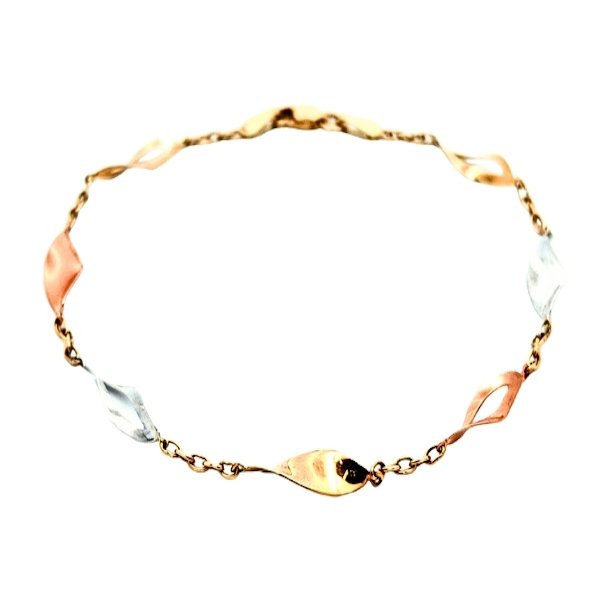 Bracciale Donna Trittico Oro 9kt 1 Bracciale elegante in oro 18kt giallo, bianco e rosso