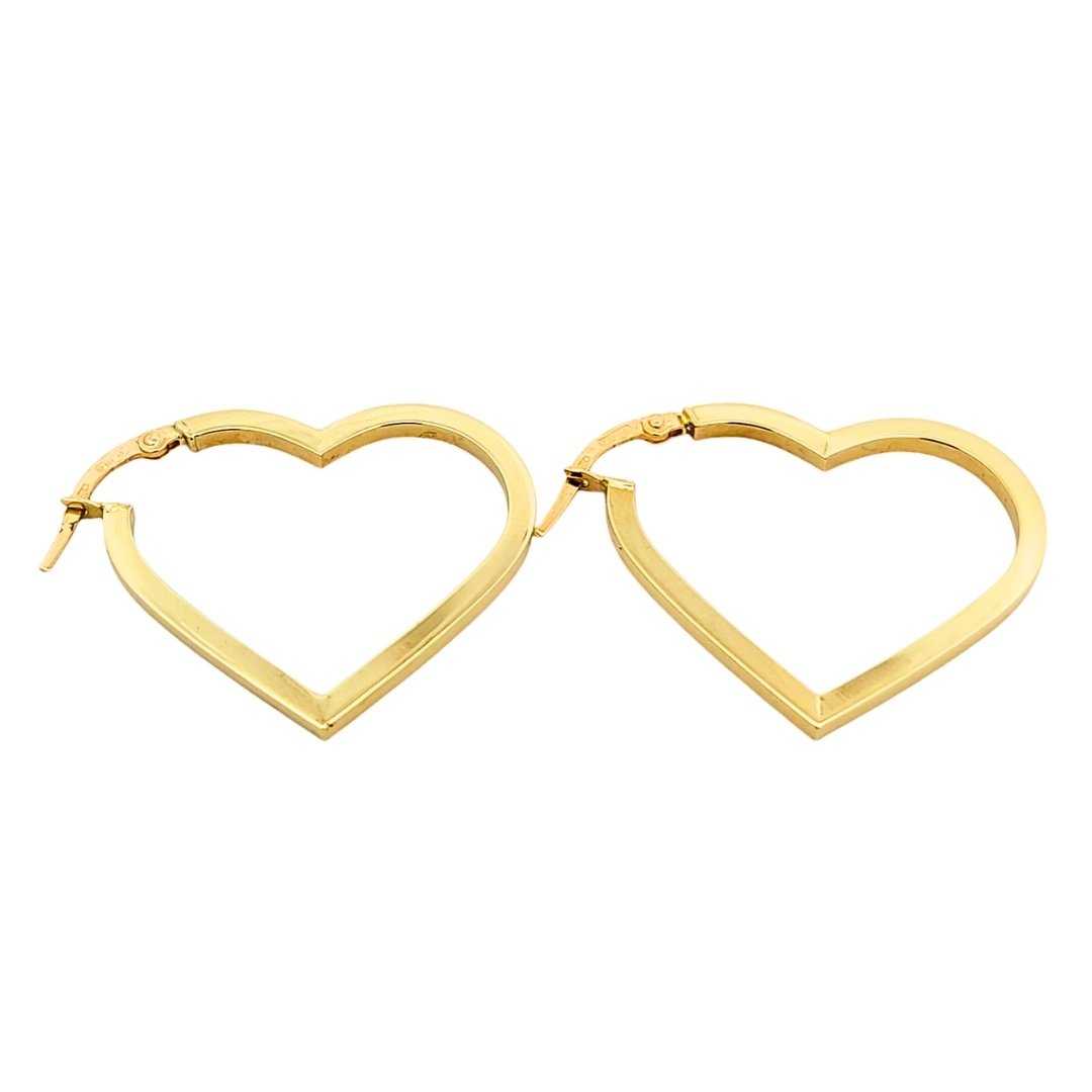 Orecchini a Cerchio Cuori Piatti Oro 3 Orecchini a Cerchio Cuori Piatti Oro