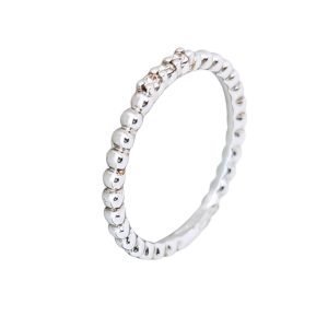 Anello Donna Oro Bianco18kt Sfere Zirconi