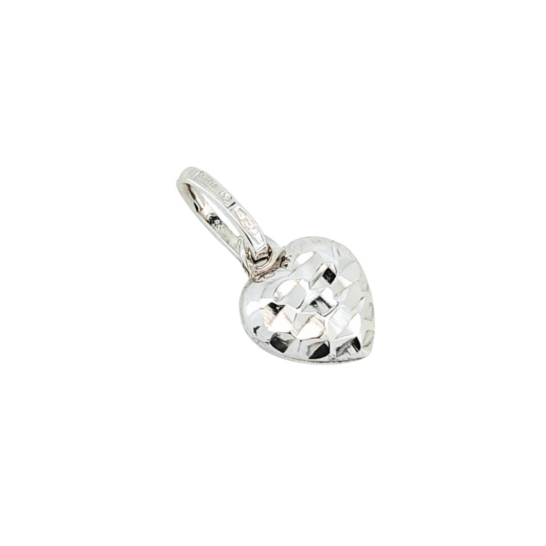 Ciondolo Cuore Sfaccettato Oro Bianco 18kt 3 Ciondolo Cuore Sfaccettato Oro Bianco 18kt