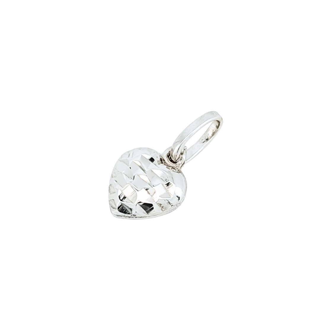 Ciondolo Cuore Sfaccettato Oro Bianco 18kt 2 Ciondolo Cuore Sfaccettato Oro Bianco 18kt